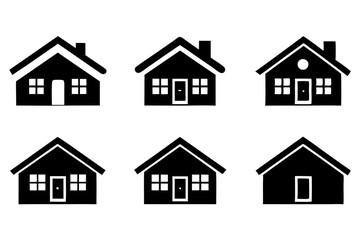 house icon set line art silhouette vector illustration
