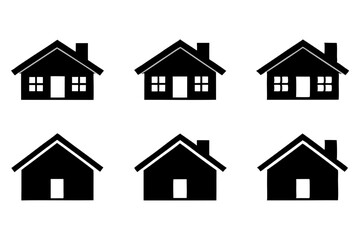 house icon set line art silhouette vector illustration