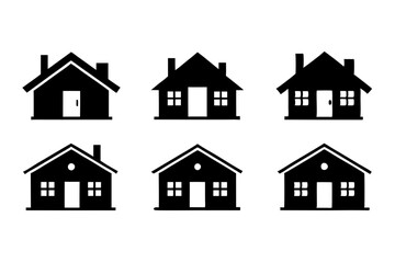 house icon set line art silhouette vector illustration