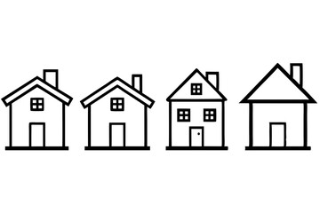 house icon set line art silhouette vector illustration