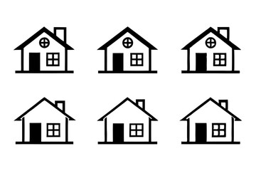 house icon set line art silhouette vector illustration