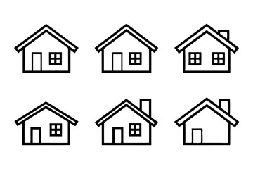 house icon set line art silhouette vector illustration
