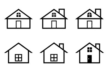 house icon set line art silhouette vector illustration