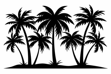 palm tree set line art silhouette vector illustration