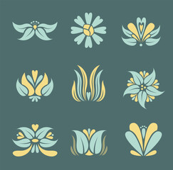 Flower seamless pattern collection vector illustration