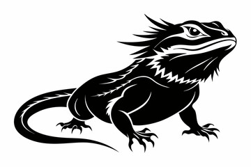 a bearded dragon line art silhouette vector illustration