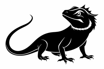 a bearded dragon line art silhouette vector illustration