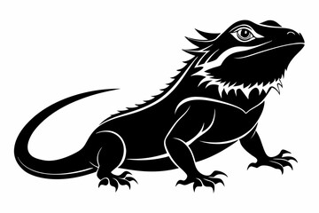 a bearded dragon line art silhouette vector illustration