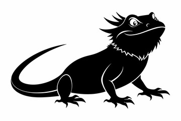 a bearded dragon line art silhouette vector illustration