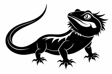 a bearded dragon line art silhouette vector illustration