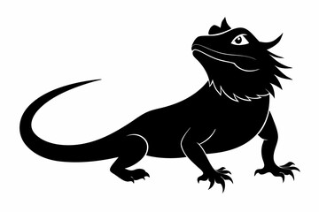 a bearded dragon line art silhouette vector illustration