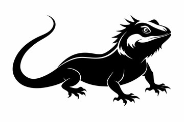 a bearded dragon line art silhouette vector illustration