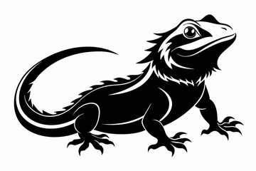 a bearded dragon line art silhouette vector illustration