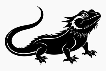 a bearded dragon line art silhouette vector illustration