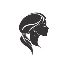 Women Face Silhouette Isolated on Transparent Background