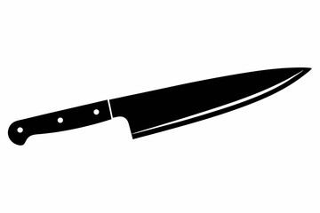 a sharp chefs knife line art silhouette vector illustration