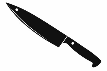 a sharp chefs knife line art silhouette vector illustration