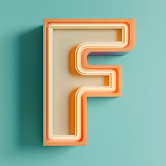 3D Colorful Letter F  on Light Background