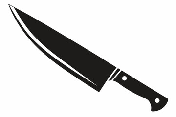 a sharp chefs knife line art silhouette vector illustration