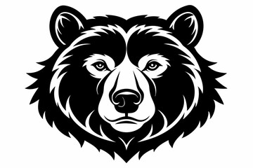 bear head line art silhouette vector illustration