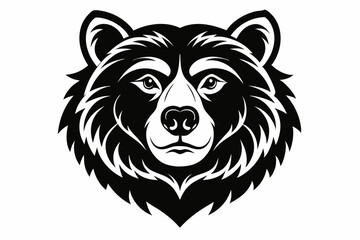 bear head line art silhouette vector illustration
