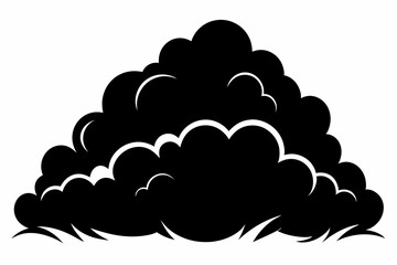 beautiful fluffy clouds line art silhouette vector illustration