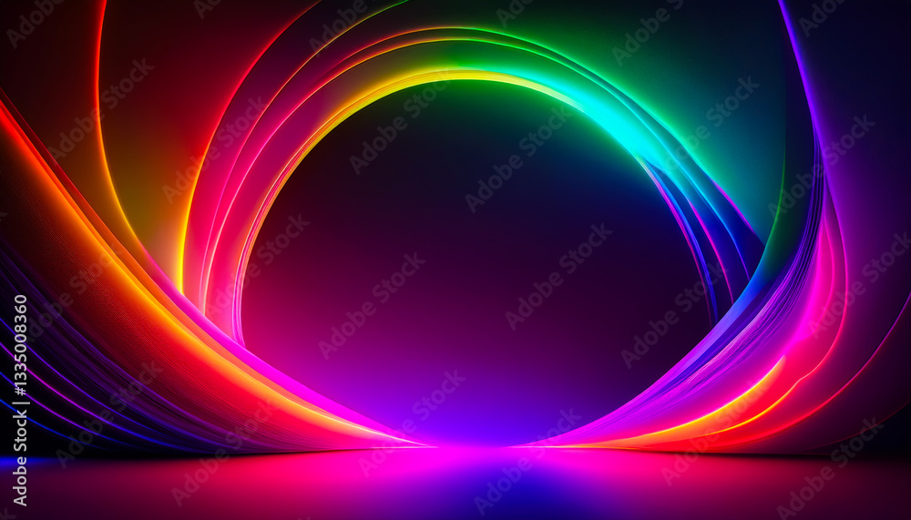 Aufkleber Vibrant wave of colors creating a captivating visual display in a dark space