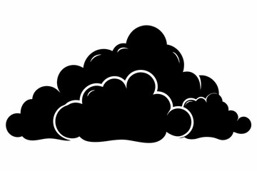 beautiful fluffy clouds line art silhouette vector illustration