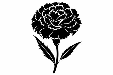 carnation flower line art silhouette vector illustration
