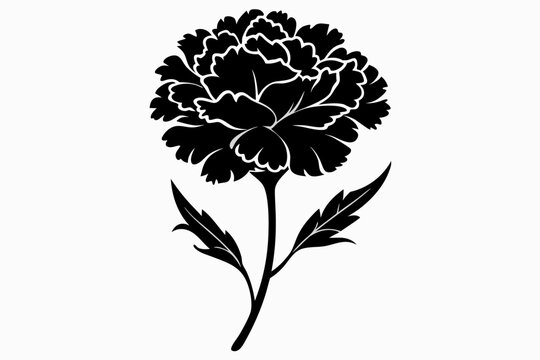 recommend clip art: carnation flower line art silhouette vector illustration