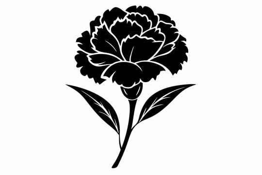 recommend clip art: carnation flower line art silhouette vector illustration
