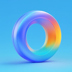 Glossy colorful 3D Letter O on Light Background