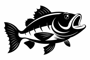 largemouth fish line art silhouette vector illustration