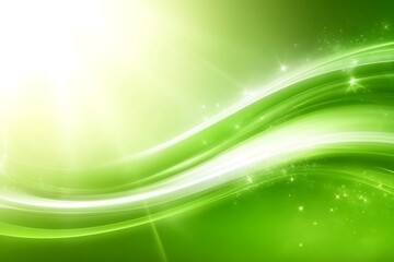 Abstract green waves and white light create a radiant background design