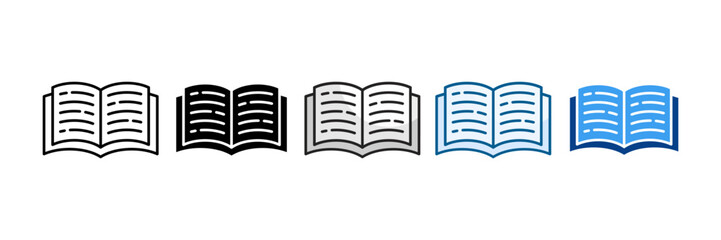 Book Icon Set Multiple Style Collection