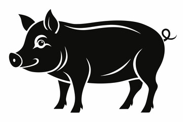 pig line art silhouette vector illustration