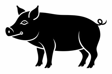 pig line art silhouette vector illustration