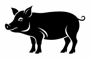 pig line art silhouette vector illustration