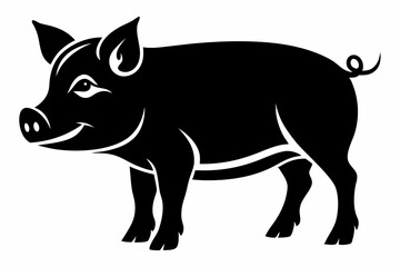 pig line art silhouette vector illustration