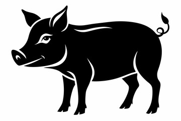 pig line art silhouette vector illustration