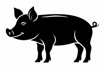 pig line art silhouette vector illustration