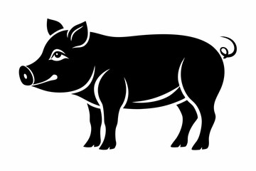 pig line art silhouette vector illustration