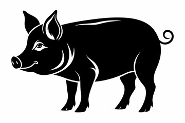 pig line art silhouette vector illustration