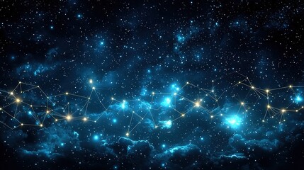 Obraz premium Stunning Night Sky with Bright Stars and Cosmic Clouds in Deep Space Background