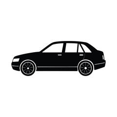 Fototapeta premium Black and White Sedan Car Icon for Transportation, Vehicles, and Auto Industry