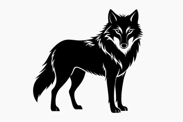 wolf line art silhouette vector illustration