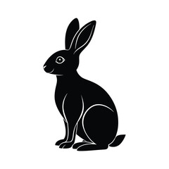 Black and White Rabbit Icon for Wildlife, Animals, and Nature