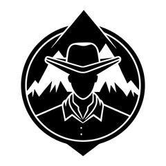 Vector illustration of mountain climber silhouette