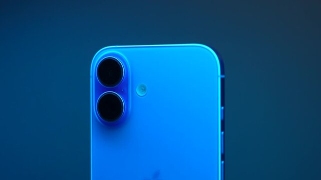Moscow, Russia - March 15, 2025: Iphone 16 in the multicolored light