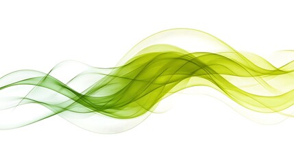 Green and yellow abstract waves flowing against a white background